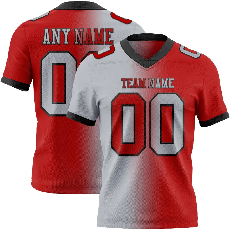 Football Jersey With Hip-Hop Vibe-Custom Red Gray-Black Mesh Authentic Gradient Fashion Football Jersey