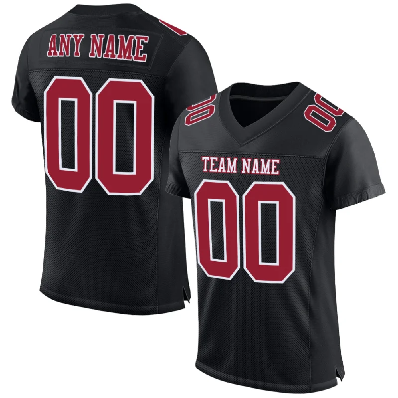 Football Jersey With Custom Font Styles-Custom Black Cardinal-White Mesh Authentic Football Jersey