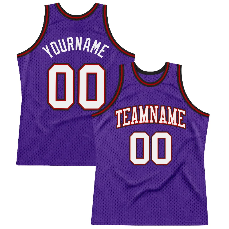 Basketball Jersey With Ultra-Lightweight Feel-Custom Purple White Red-Black Authentic Throwback Basketball Jersey