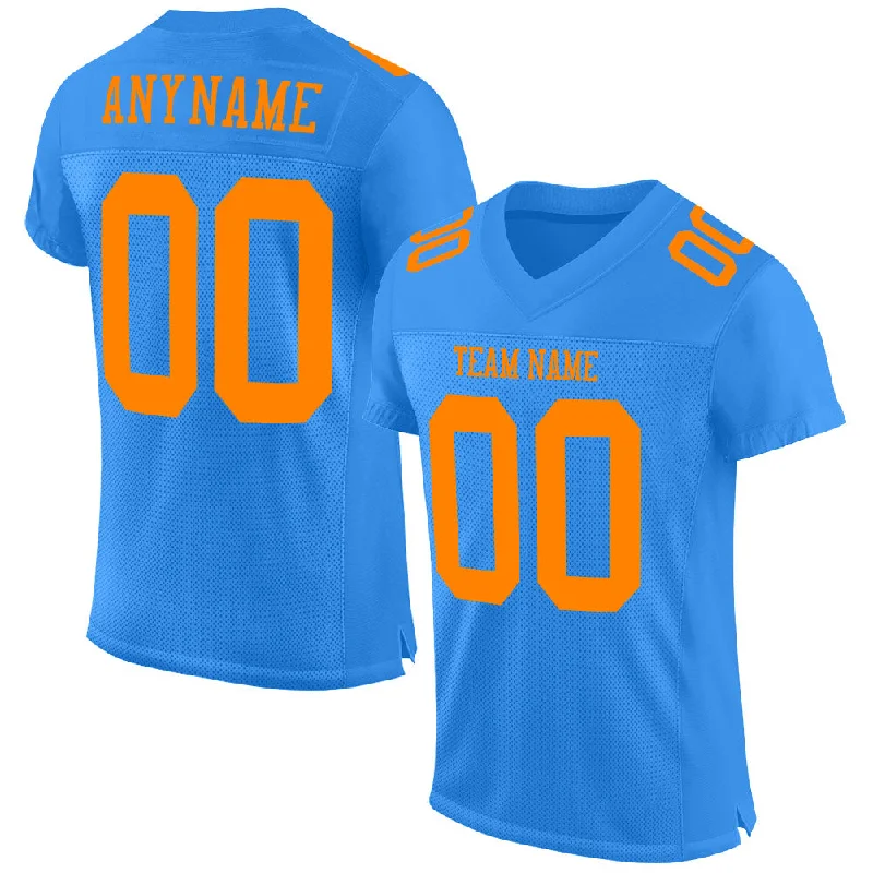 Football Jersey With Energy Return Fabric-Custom Powder Blue Bay Orange Mesh Authentic Football Jersey