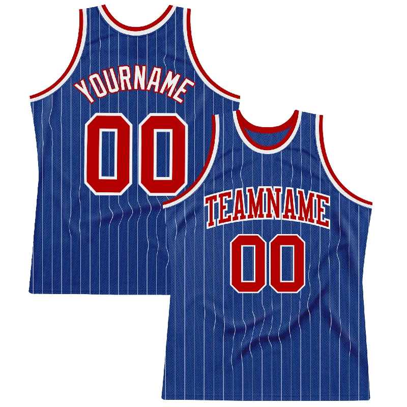 Basketball Jersey With All-Star Game Edition-Custom Royal White Pinstripe Red-White Authentic Basketball Jersey