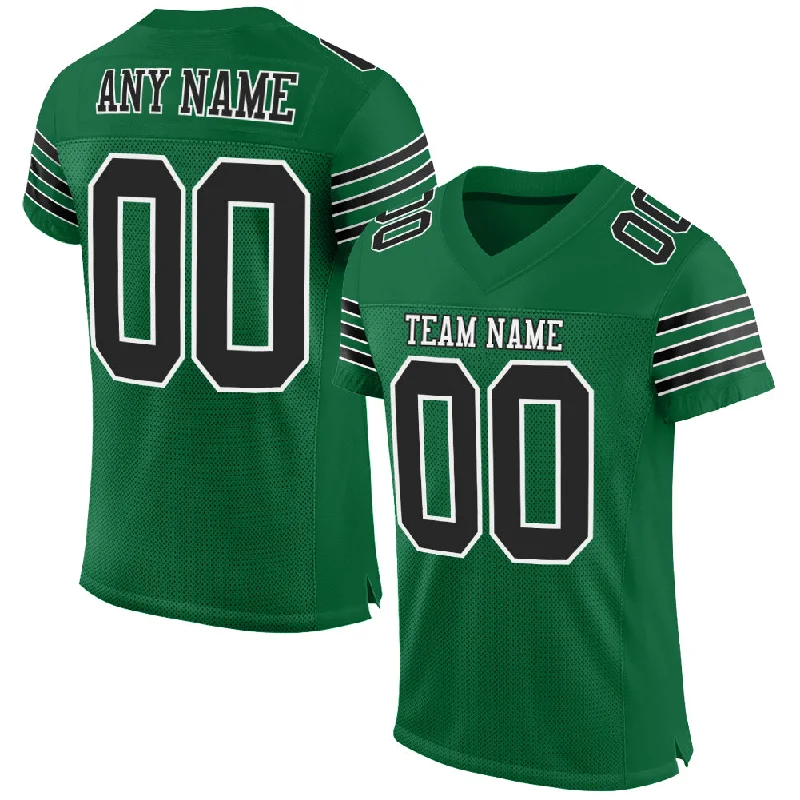 Football Jersey With Sportswear Aesthetic-Custom Kelly Green Black-White Mesh Authentic Football Jersey