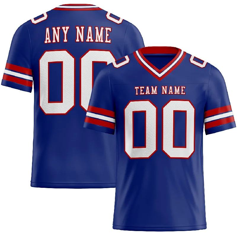 Football Jersey With Retro Design-Custom Royal White-Red Mesh Authentic Football Jersey