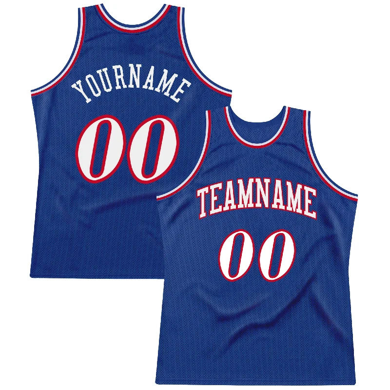 Basketball Jersey With Compression Layer-Custom Royal White-Red Authentic Throwback Basketball Jersey