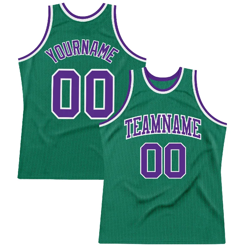 Basketball Jersey For Women-Custom Kelly Green Purple-White Authentic Throwback Basketball Jersey