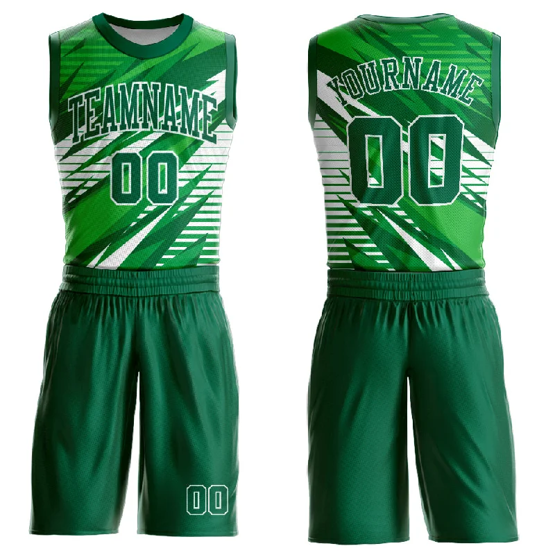 Basketball Jersey With Performance Fabric-Custom Kelly Green White Round Neck Sublimation Basketball Suit Jersey