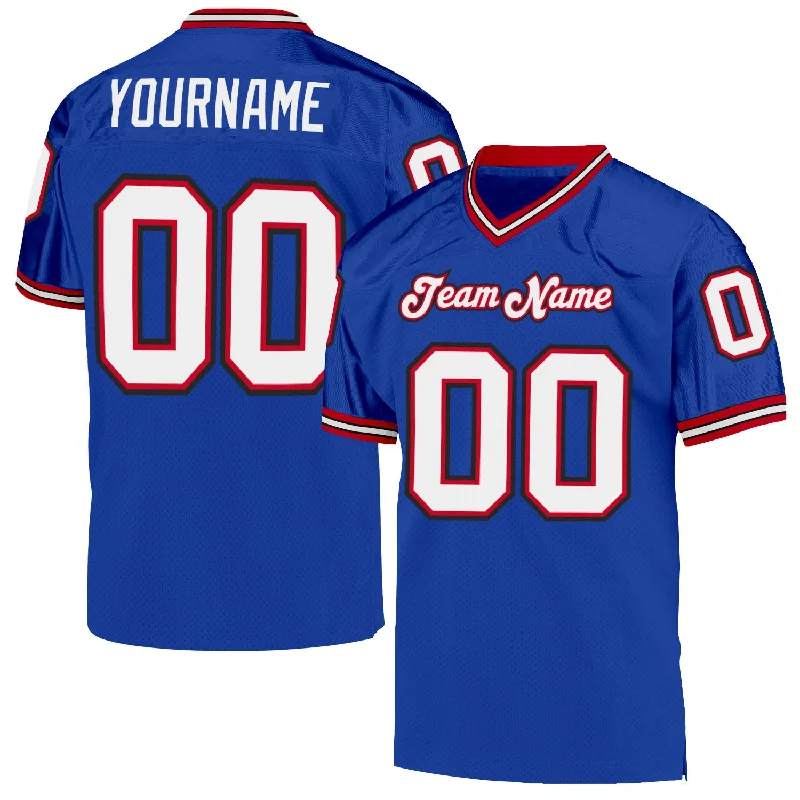 Football Jersey With Throwback Style-Custom Royal White-Red Mesh Authentic Throwback Football Jersey