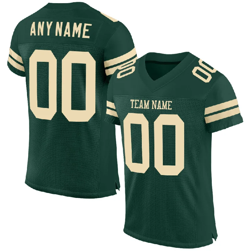 Football Jersey For Defensive Linemen-Custom Green Cream Mesh Authentic Football Jersey