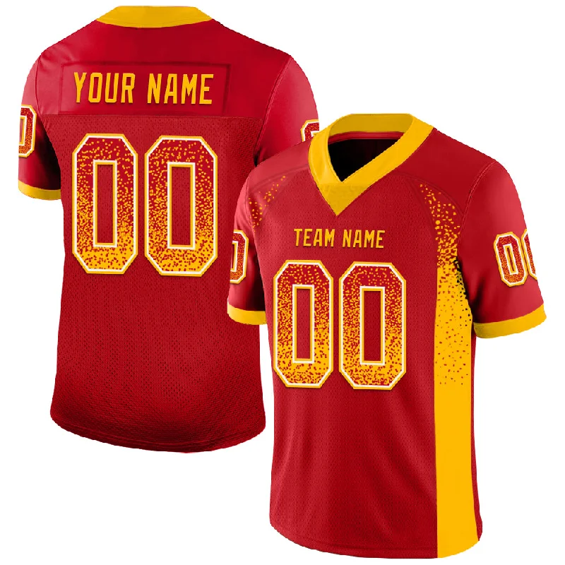 Football Jersey With Throwback Style-Custom Red Gold-White Mesh Drift Fashion Football Jersey