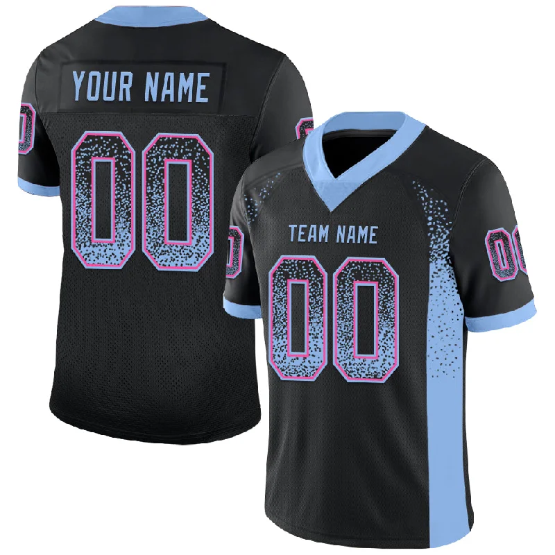 Football Jersey For Summer Games-Custom Black Light Blue-Pink Mesh Drift Fashion Football Jersey