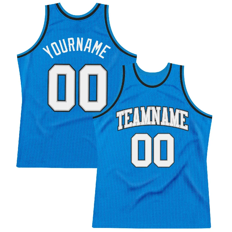 Basketball Jersey For Short Players-Custom Blue White Gray-Black Authentic Throwback Basketball Jersey