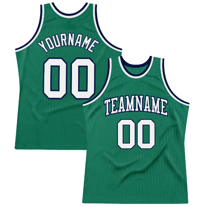 Basketball Jersey For Men-Custom Kelly Green White-Navy Authentic Throwback Basketball Jersey