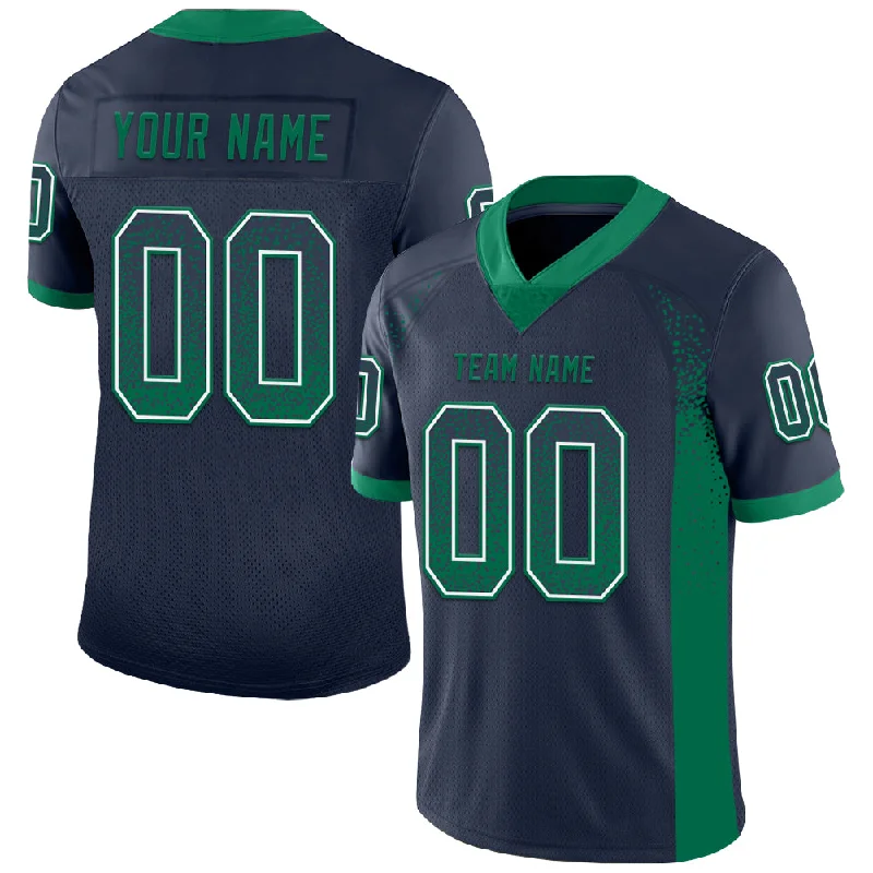 Football Jersey With Hip-Hop Vibe-Custom Navy Kelly Green-White Mesh Drift Fashion Football Jersey