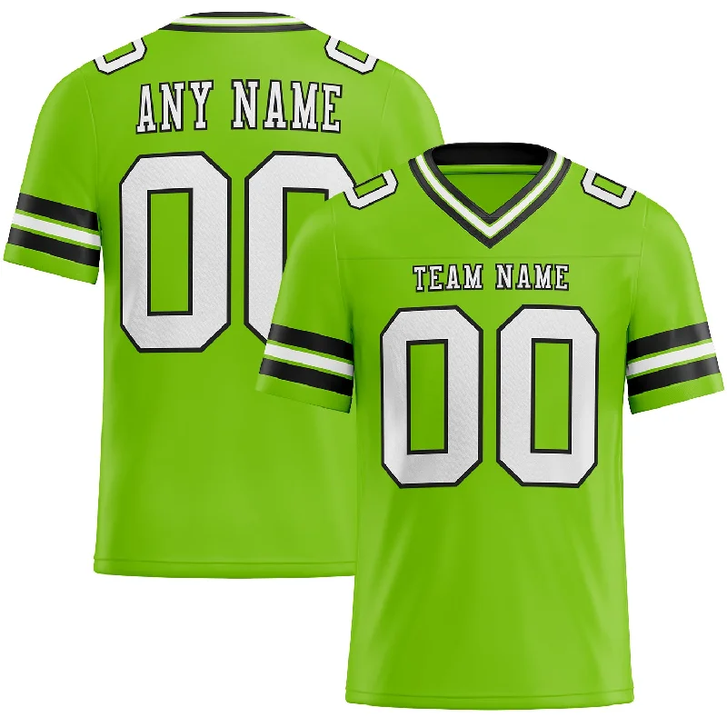 Football Jersey With Wrinkle-Free Design-Custom Neon Green White-Black Mesh Authentic Football Jersey