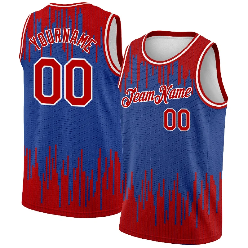 Basketball Jersey With Long Sleeves-Custom Royal Red-White Abstract Vertical Lines Authentic City Edition Basketball Jersey