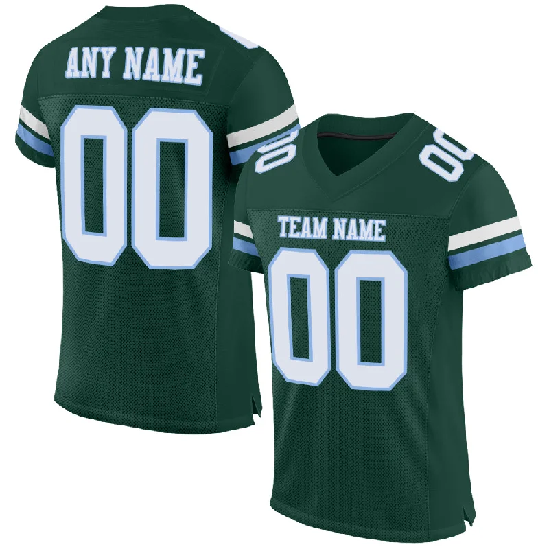 Football Jersey With Anti-Odor Treatment-Custom Green White-Light Blue Mesh Authentic Football Jersey