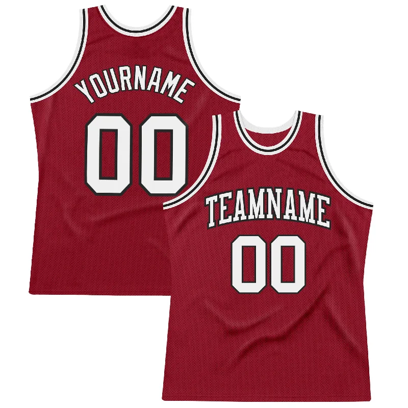 Basketball Jersey With Premium Stitching-Custom Maroon White-Black Authentic Throwback Basketball Jersey