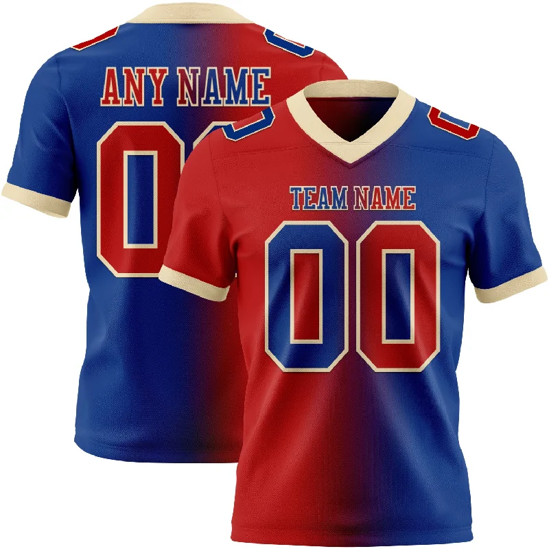 Football Jersey With Energy Return Fabric-Custom Royal Red-Cream Mesh Authentic Gradient Fashion Football Jersey