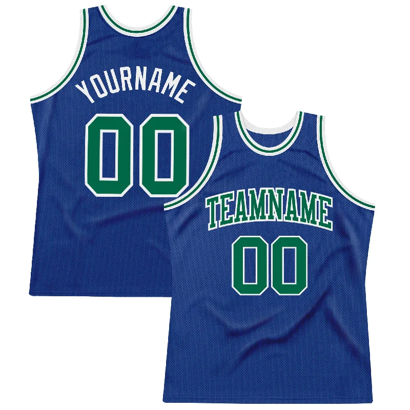 Basketball Jersey With Lightweight Material-Custom Royal Kelly Green-White Authentic Throwback Basketball Jersey