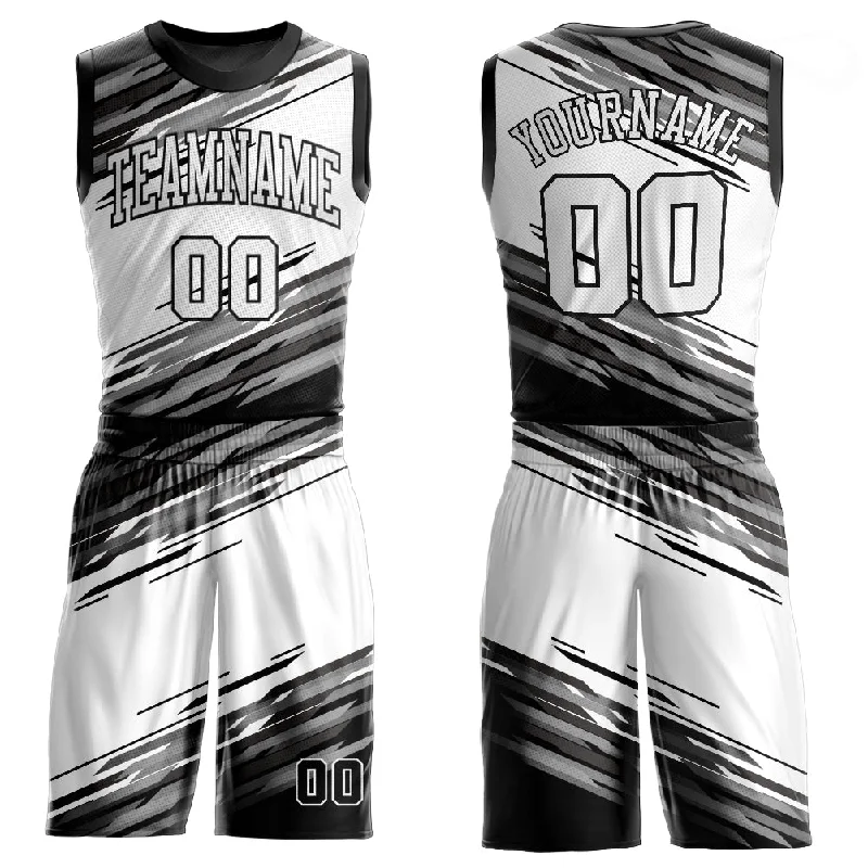 Basketball Jersey With Streetball Theme-Custom Black White-Gray Round Neck Sublimation Basketball Suit Jersey