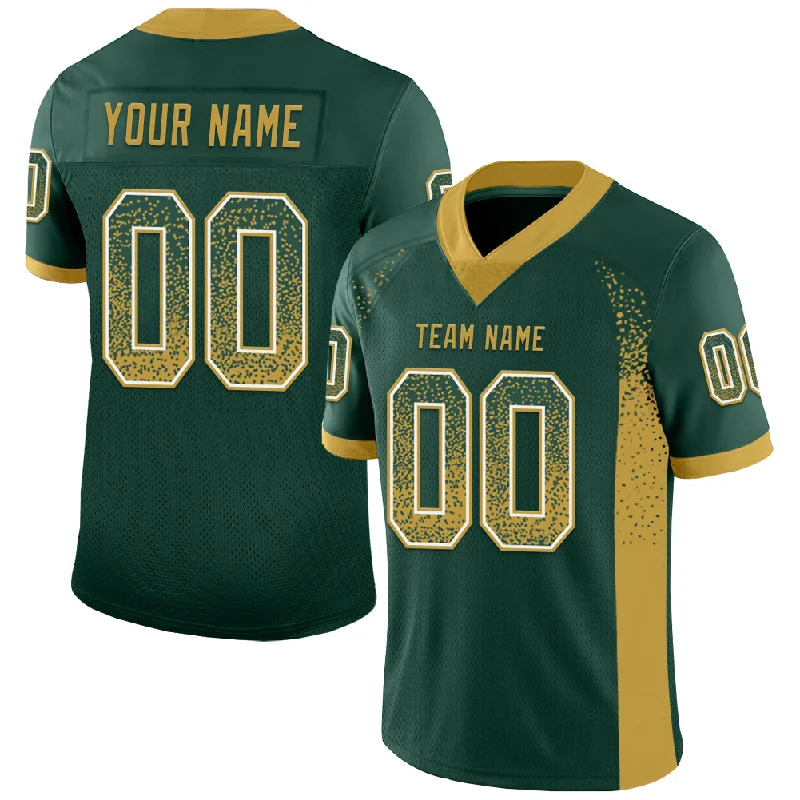 Football Jersey With Classic NFL Style-Custom Green Old Gold-White Mesh Drift Fashion Football Jersey