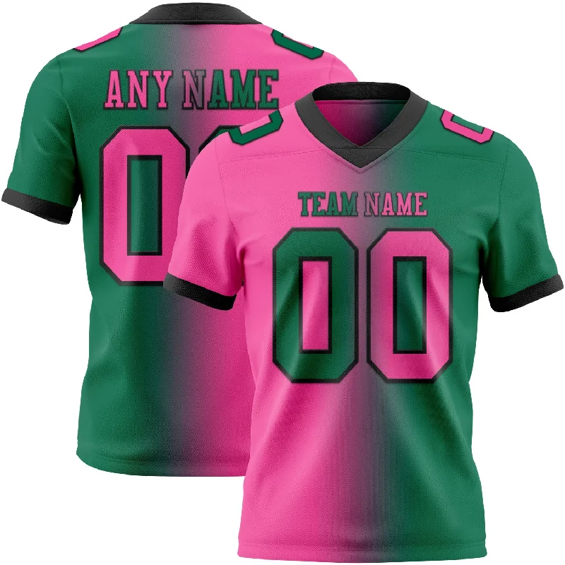 Football Jersey With Recycled Polyester-Custom Kelly Green Pink-Black Mesh Authentic Gradient Fashion Football Jersey