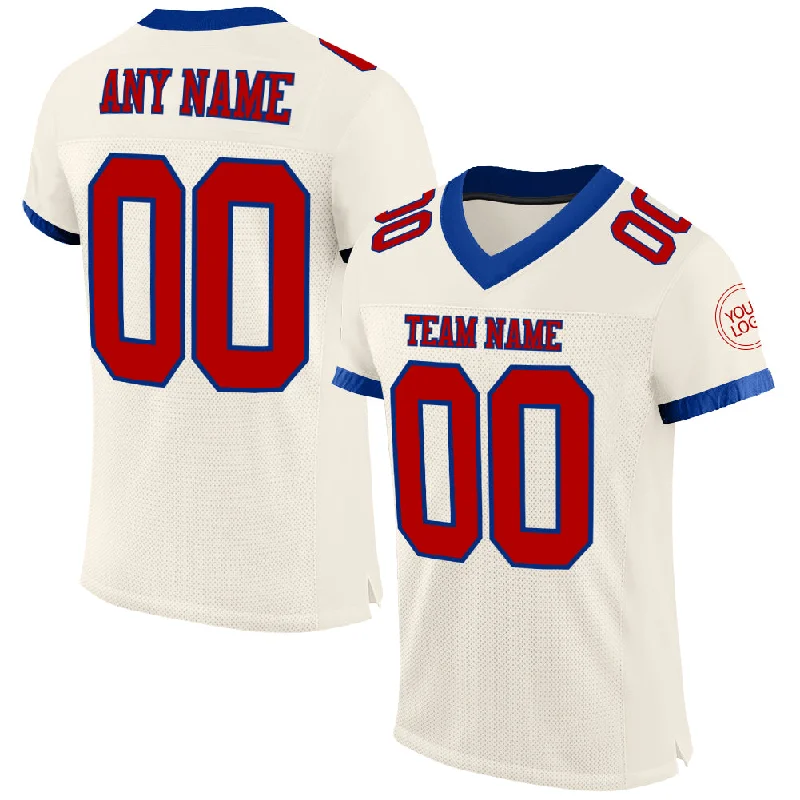 Football Jersey With Championship Edition-Custom Cream Red-Royal Mesh Authentic Football Jersey