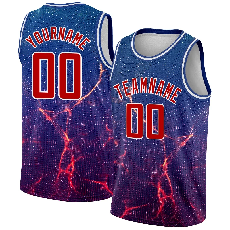 Basketball Jersey With Red And Blue-Custom Royal White-Red 3D Pattern Design Abstract Violet Wave Authentic Basketball Jersey