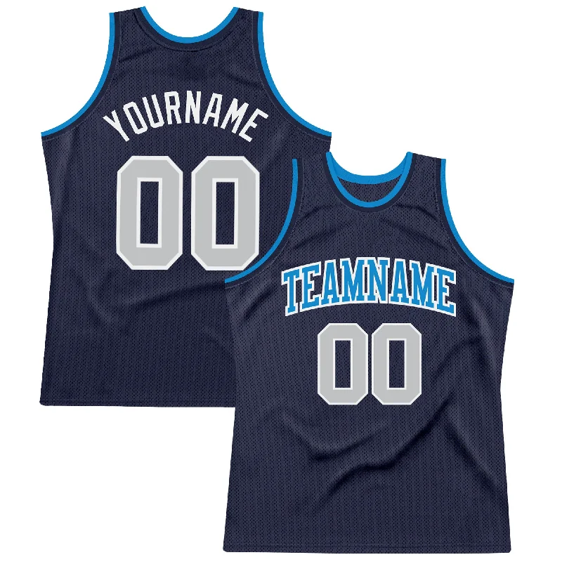 Basketball Jersey With Camo Print-Custom Navy Gray-Blue Authentic Throwback Basketball Jersey