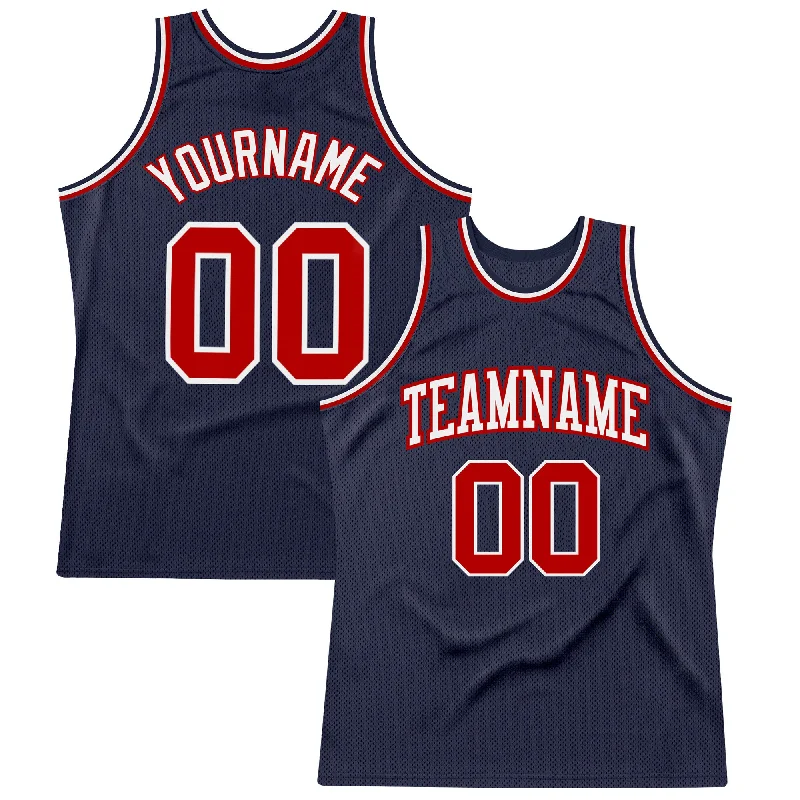 Basketball Jersey For Fast Players-Custom Navy Red-White Authentic Throwback Basketball Jersey