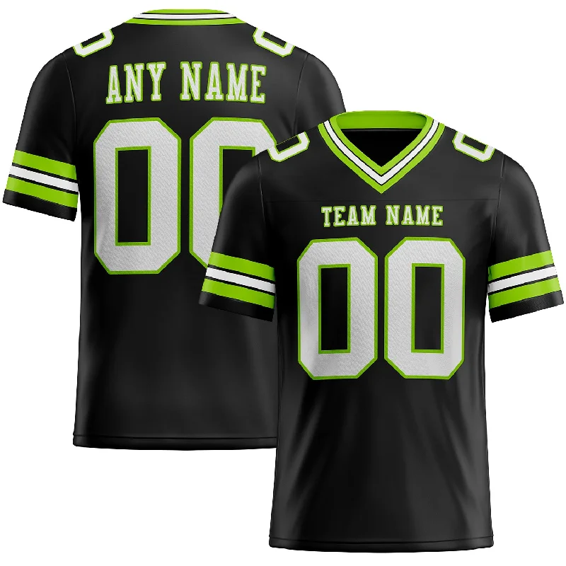 Football Jersey With Custom Name-Custom Black White-Neon Green Mesh Authentic Football Jersey