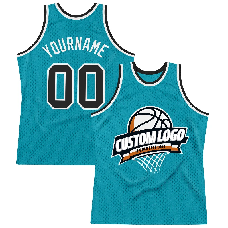 Basketball Jersey With Championship Edition-Custom Teal Black-White Authentic Throwback Basketball Jersey