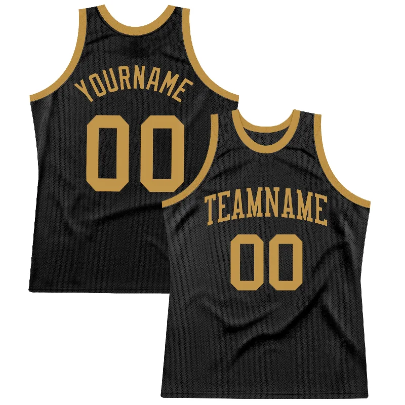 Basketball Jersey For Fast Players-Custom Black Old Gold Authentic Throwback Basketball Jersey