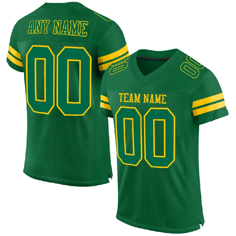 Football Jersey With Energy Return Fabric-Custom Kelly Green Yellow Mesh Authentic Football Jersey