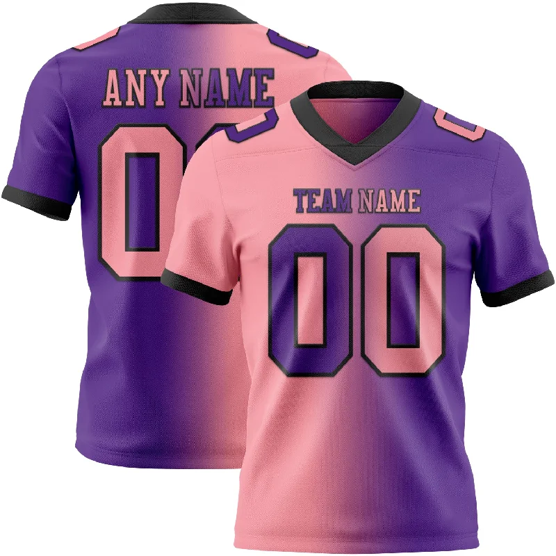 Football Jersey With Exclusive Branding-Custom Purple Medium Pink-Black Mesh Authentic Gradient Fashion Football Jersey