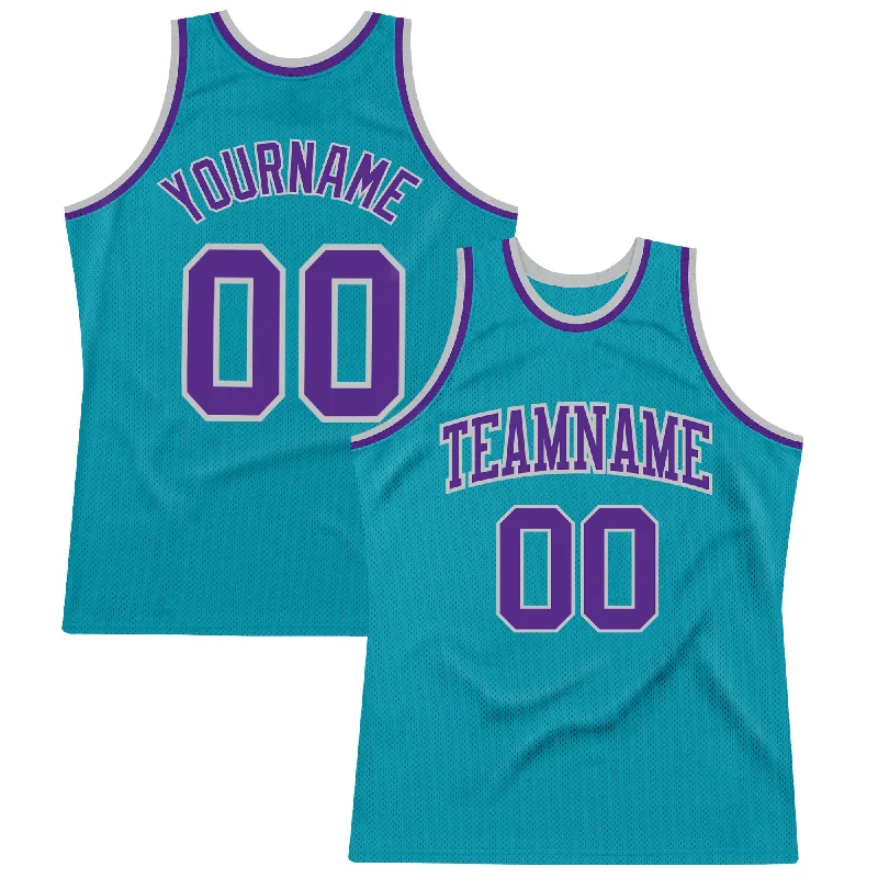 Basketball Jersey With Summer League Theme-Custom Teal Purple-Gray Authentic Throwback Basketball Jersey