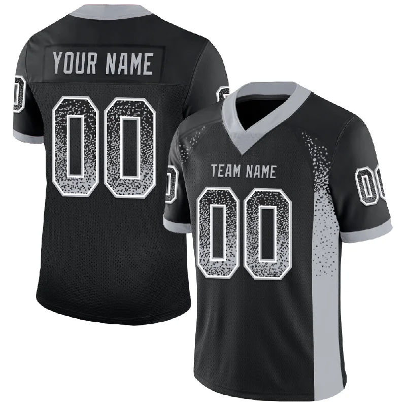 Football Jersey With Player Nicknames-Custom Black Gray-White Mesh Drift Fashion Football Jersey