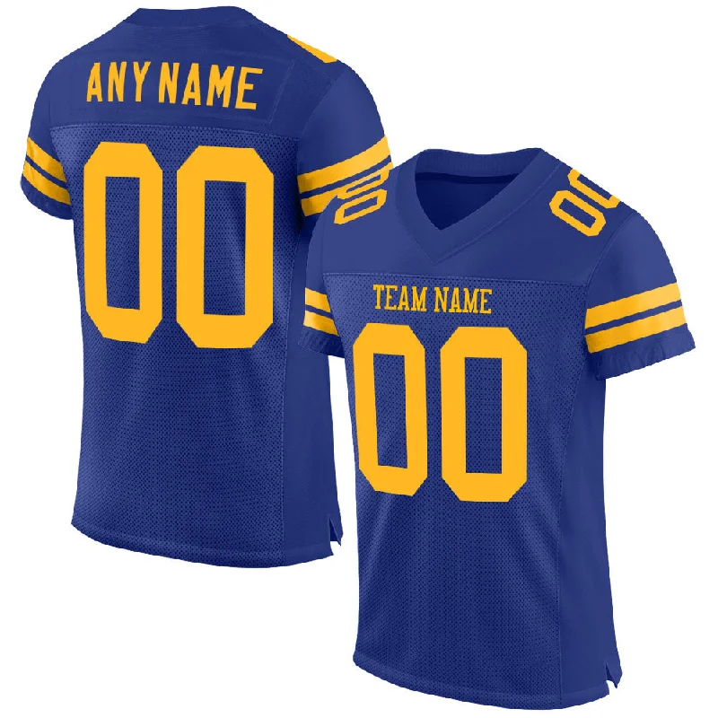 Football Jersey With Built-In Tank Top-Custom Royal Gold Mesh Authentic Football Jersey