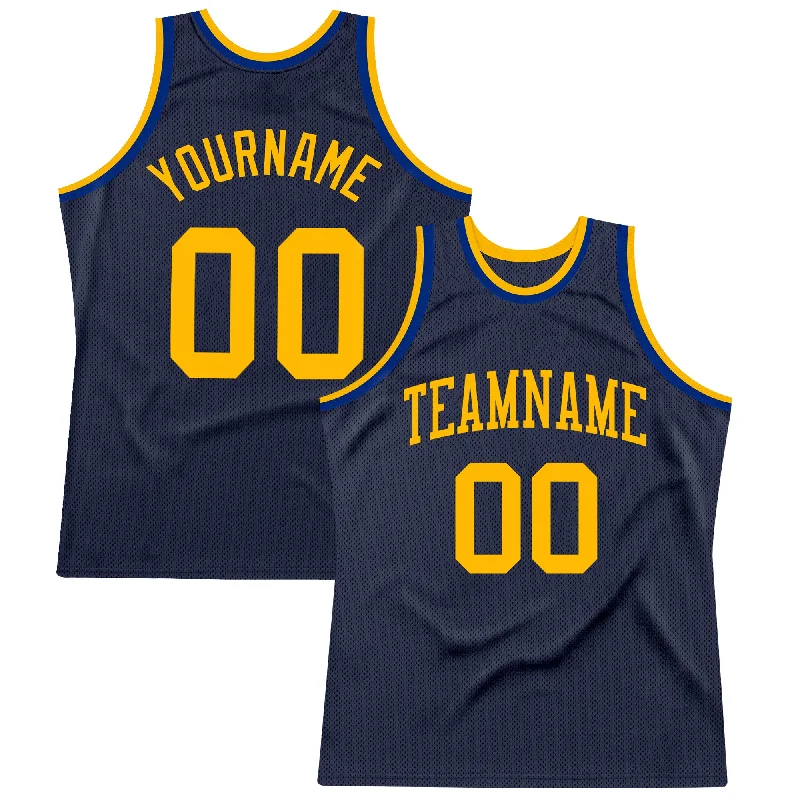 Basketball Jersey With Camo Print-Custom Navy Gold-Royal Authentic Throwback Basketball Jersey