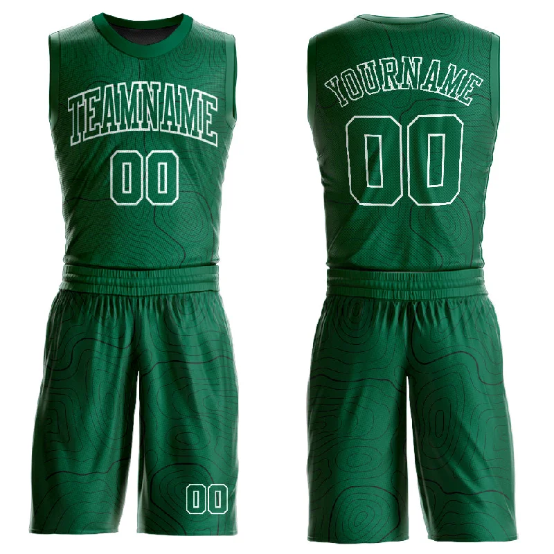 Basketball Jersey With Throwback Style-Custom Kelly Green White Round Neck Sublimation Basketball Suit Jersey