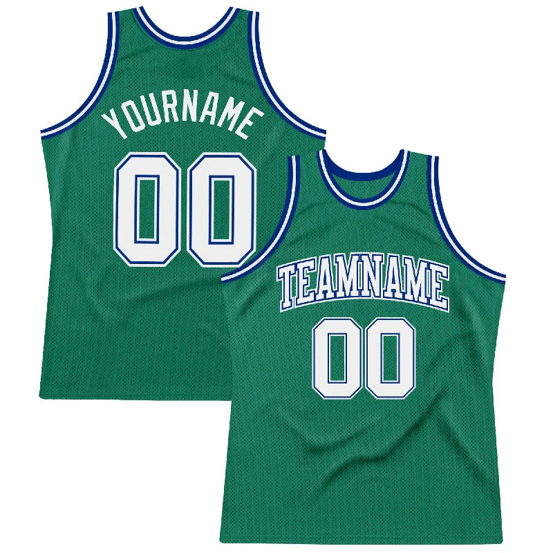 Basketball Jersey With Team Logo-Custom Kelly Green White-Royal Authentic Throwback Basketball Jersey