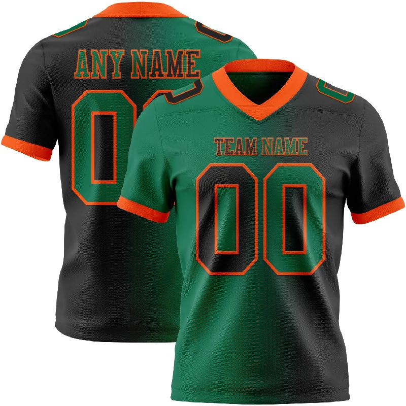 Football Jersey With Sustainable Fabric-Custom Black Kelly Green-Orange Mesh Authentic Gradient Fashion Football Jersey