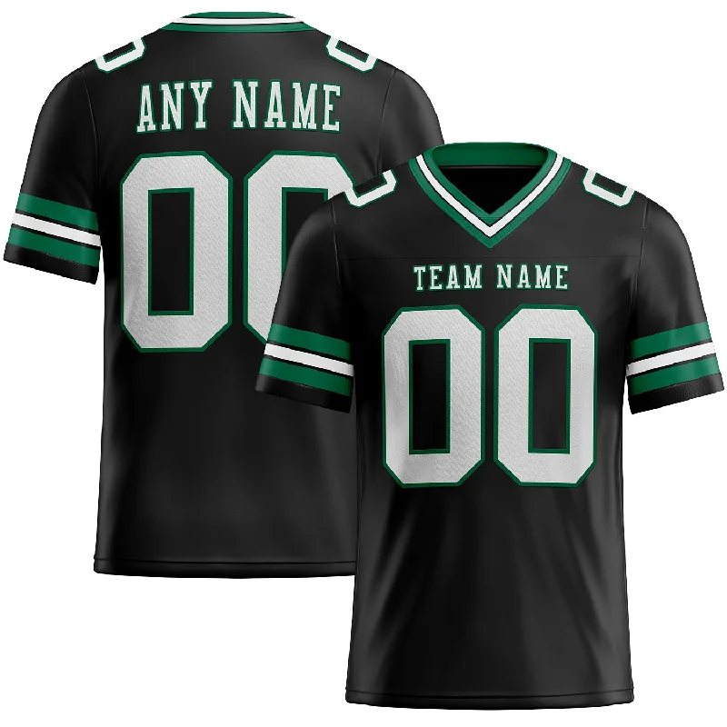 Football Jersey For Wide Receivers-Custom Black White-Kelly Green Mesh Authentic Football Jersey