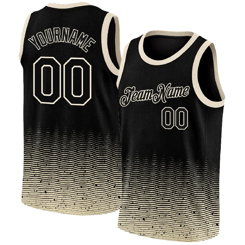 Basketball Jersey With High Mobility Design-Custom Black Cream Fade Fashion Authentic City Edition Basketball Jersey