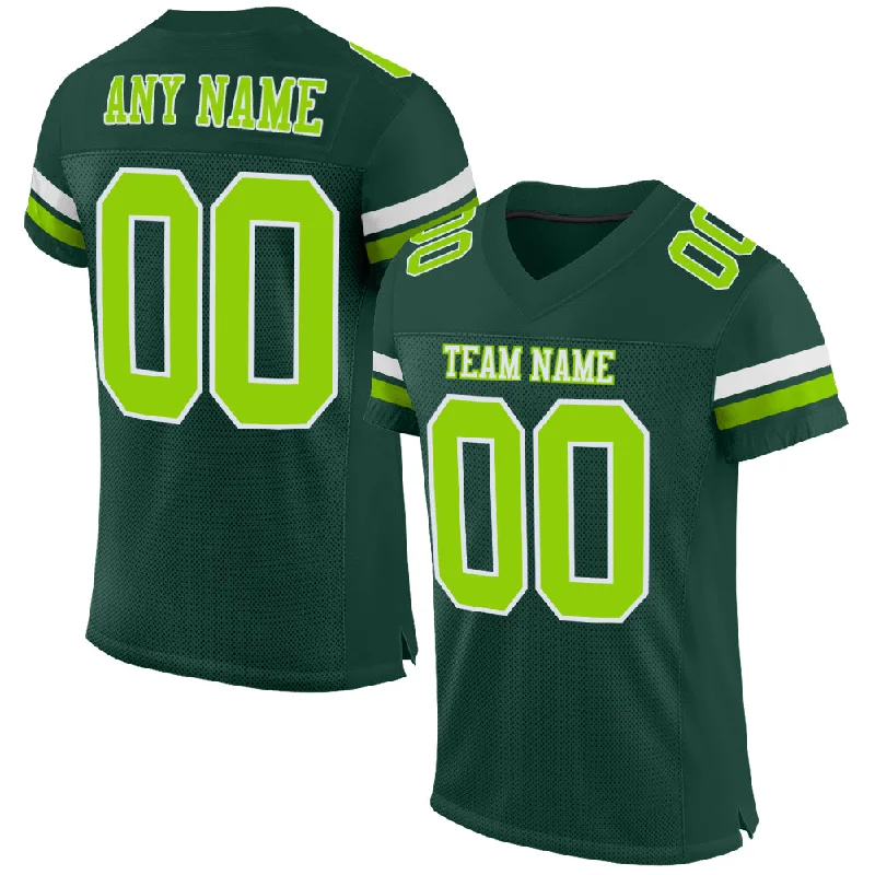 Football Jersey With Water Resistance-Custom Green Neon Green-White Mesh Authentic Football Jersey