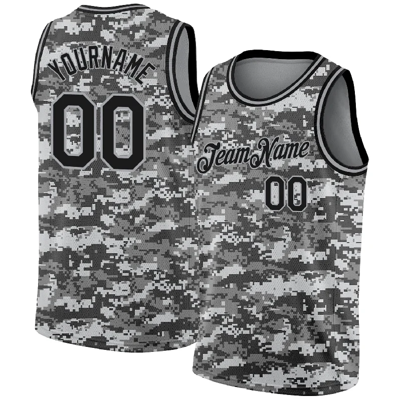 Basketball Jersey With Elastic Armholes-Custom Camo Black-Gray 3D Authentic Salute To Service Basketball Jersey