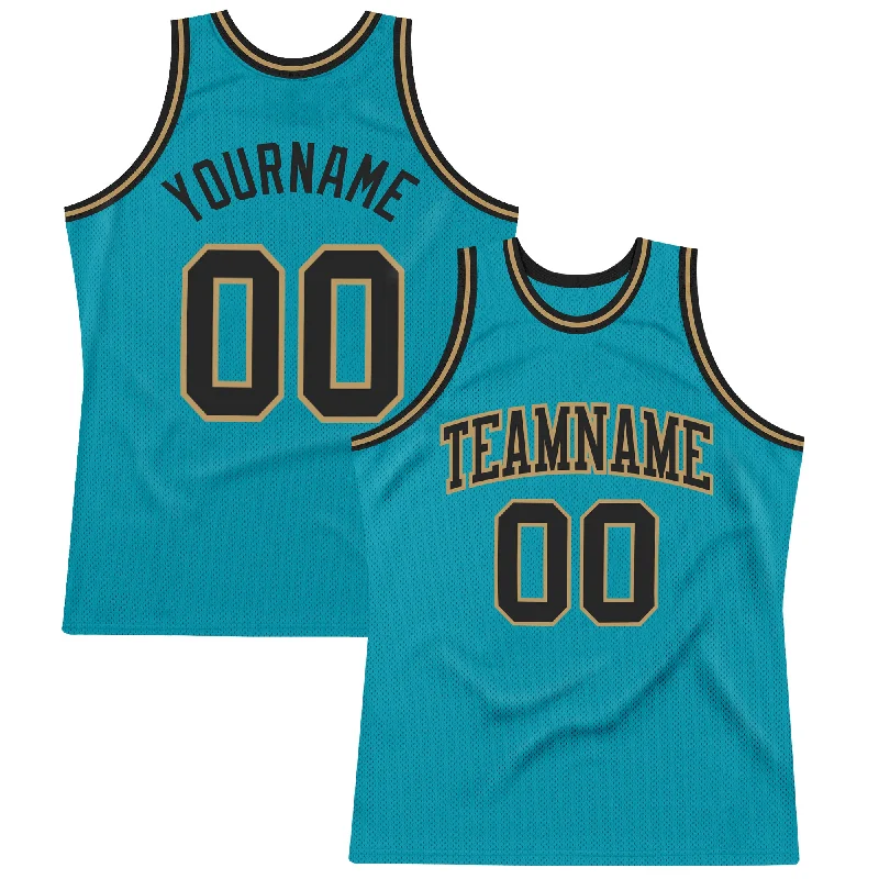 Basketball Jersey For Point Guards-Custom Teal Black-Old Gold Authentic Throwback Basketball Jersey