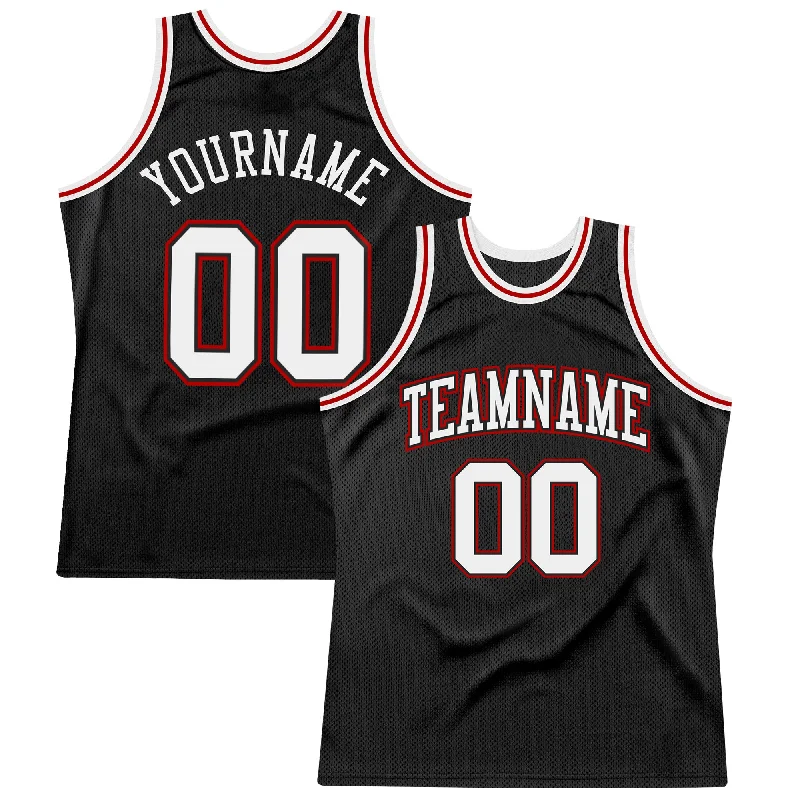 Basketball Jersey With Iconic Number-Custom Black White-Red Authentic Throwback Basketball Jersey