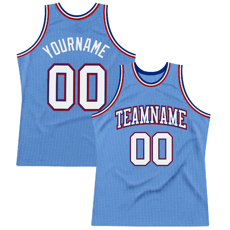 Basketball Jersey With High Durability-Custom Light Blue White Royal-Red Authentic Throwback Basketball Jersey