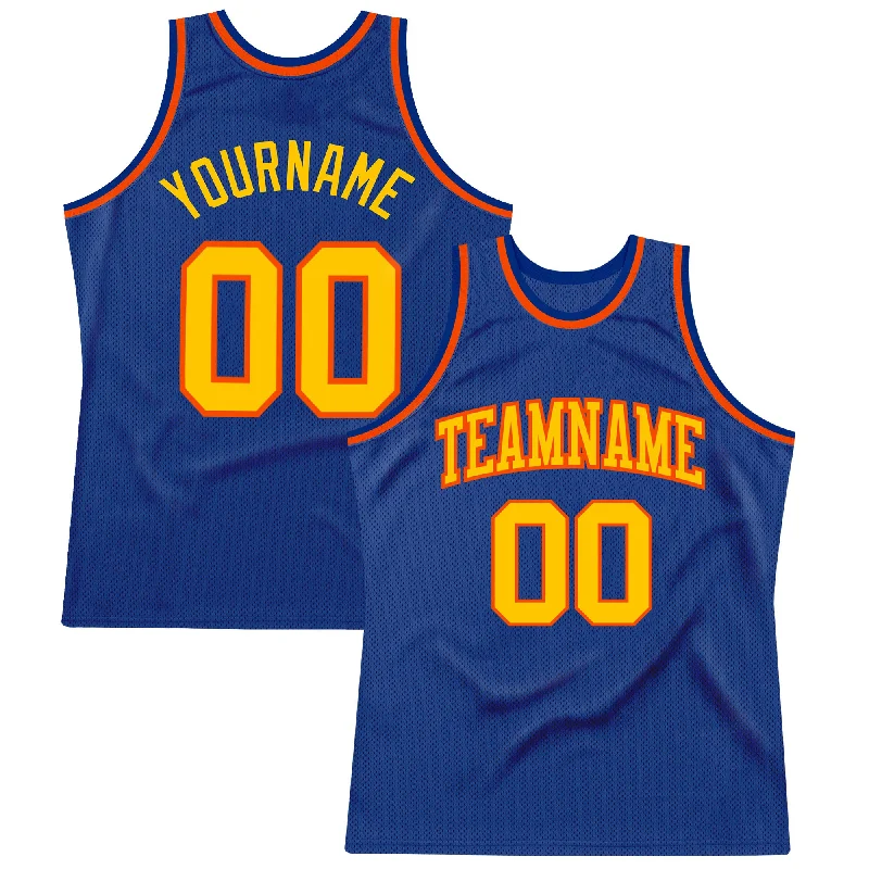 Basketball Jersey With Performance Fabric-Custom Royal Gold-Orange Authentic Throwback Basketball Jersey